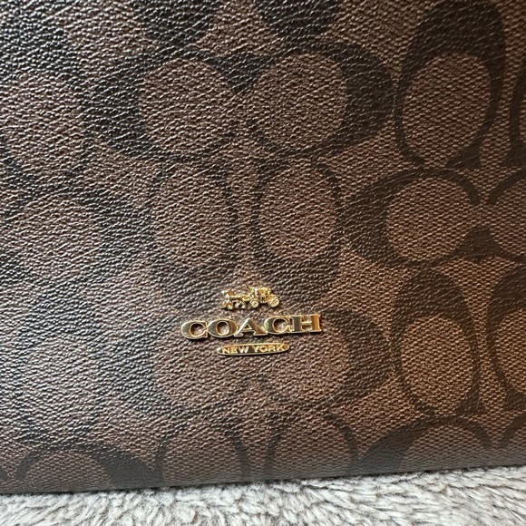 Coach Pennie Brown Black Signature Coated Canvas Shoulder Handbag Purse - Picture 16 of 16